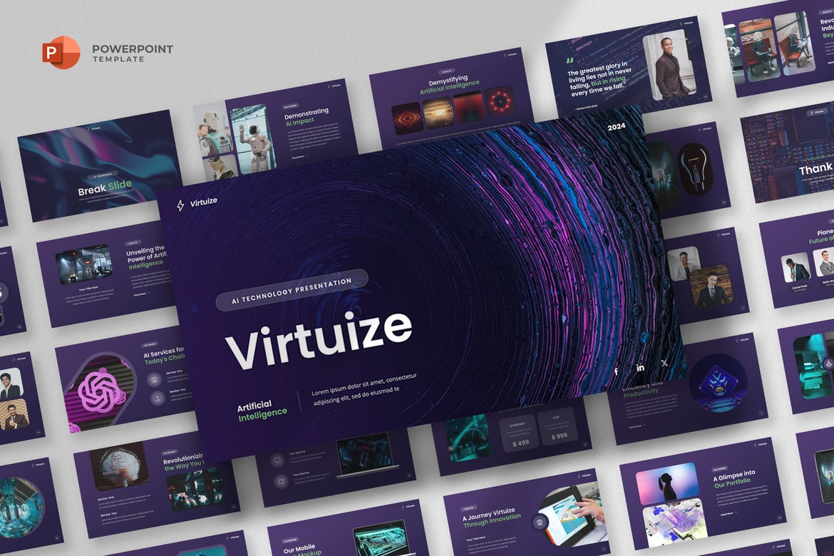 Template Powerpoint Kecerdasan Buatan yang Modern dan Profesional