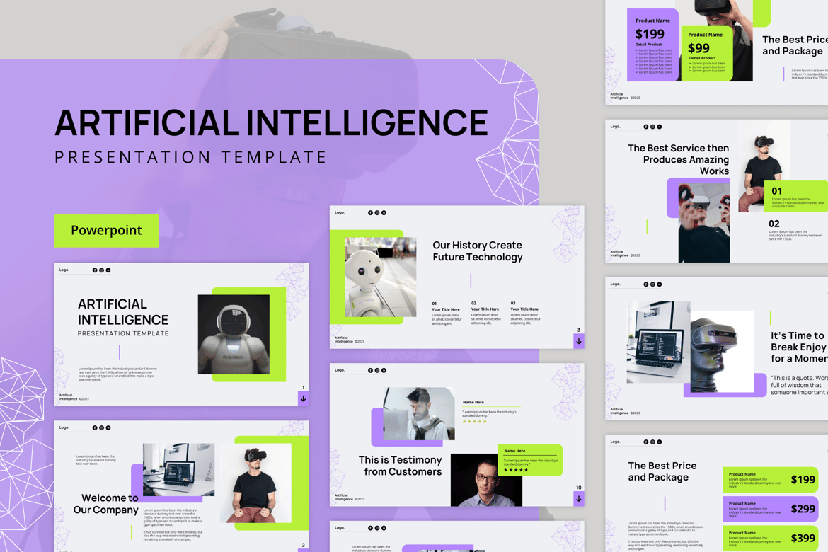 Template Powerpoint Kecerdasan Buatan yang Modern dan Profesional