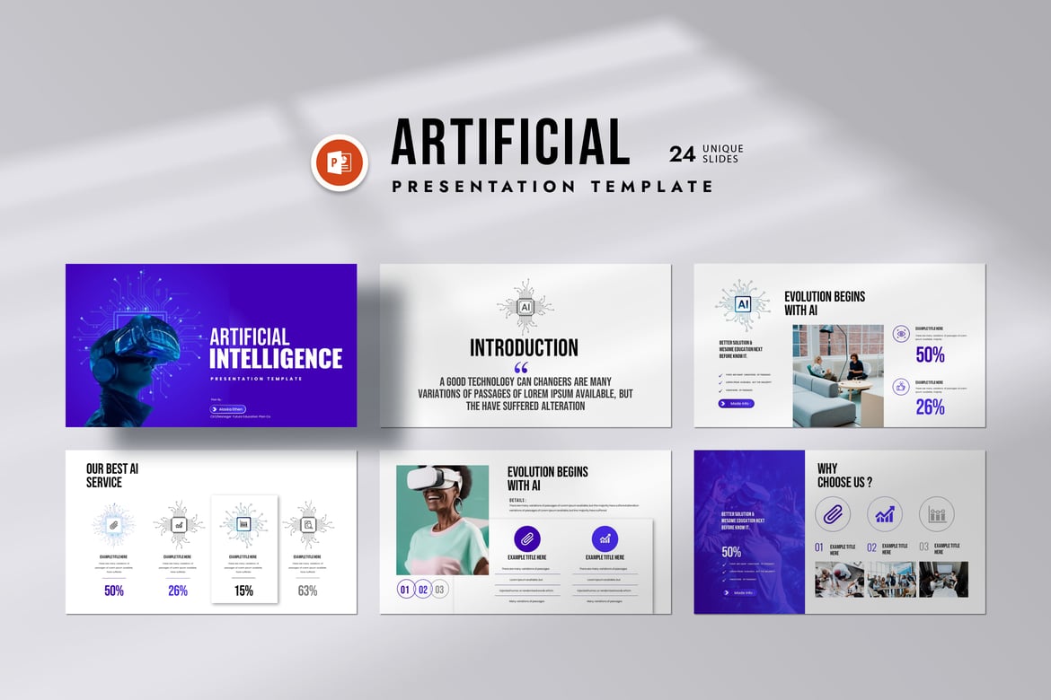 Template PowerPoint Kecerdasan Buatan yang Menarik