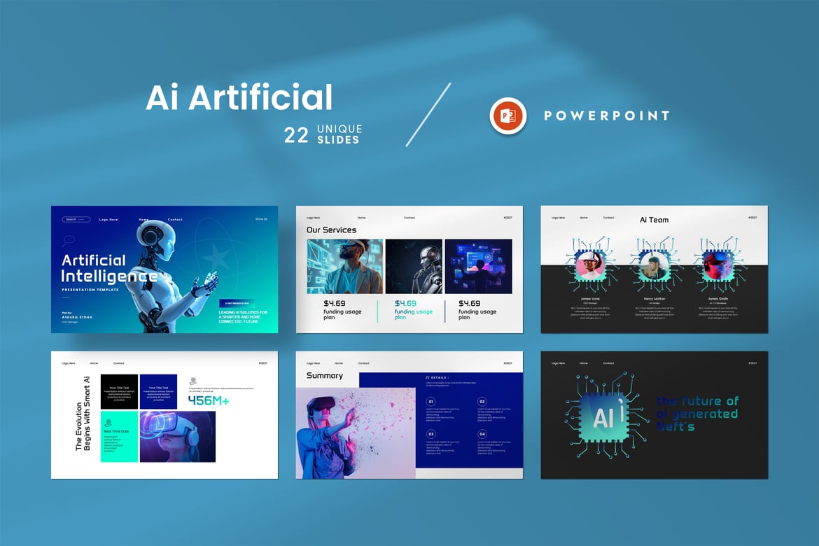 Template Presentasi PowerPoint Kecerdasan Buatan yang Menarik