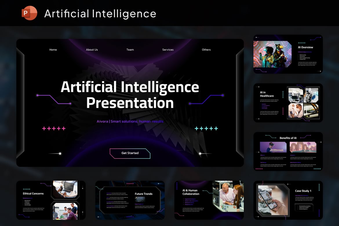 Template Presentasi PowerPoint Kecerdasan Buatan yang Menginspirasi