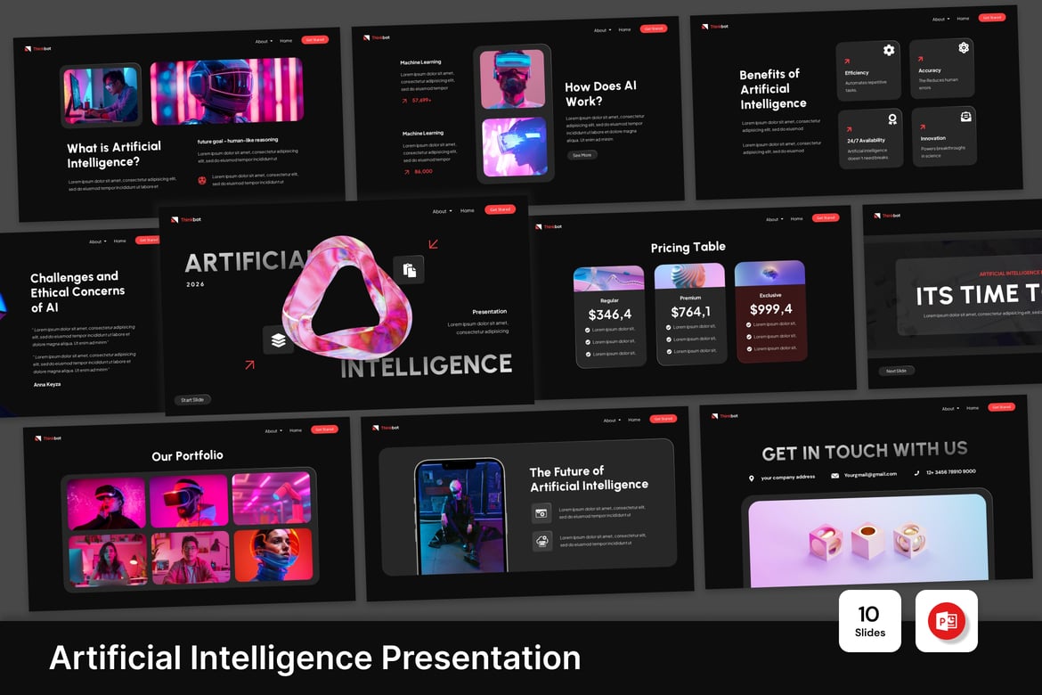 Template PowerPoint Kecerdasan Buatan yang Memukau
