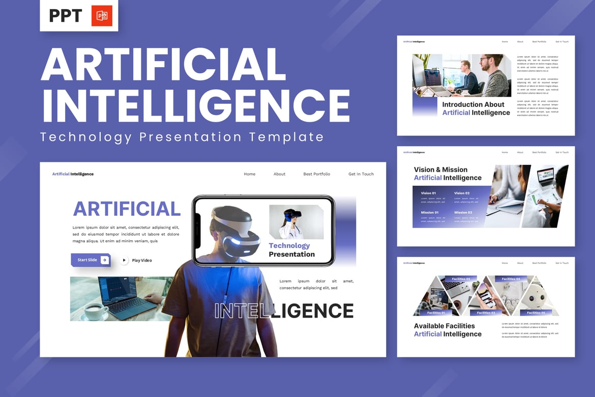 Template Powerpoint Kecerdasan Buatan yang Futuristik dan Inovatif