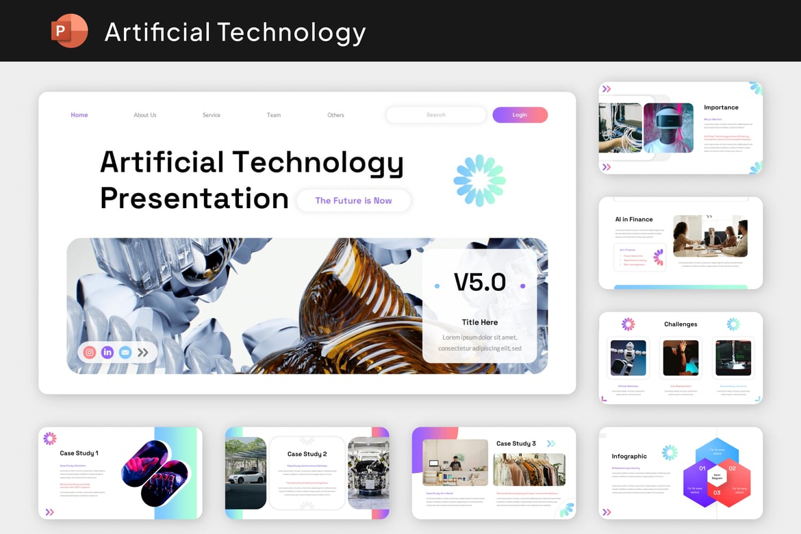 Template Presentasi PowerPoint Teknologi Artificial yang Memukau
