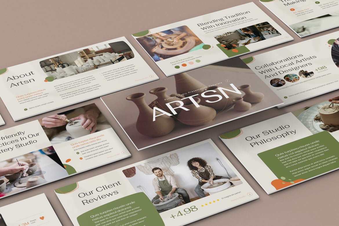 Template Presentasi PowerPoint Artisan dengan Warna Alami yang Menawan