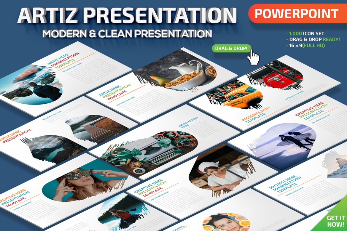 Template Presentasi PowerPoint Artiz yang Menawan