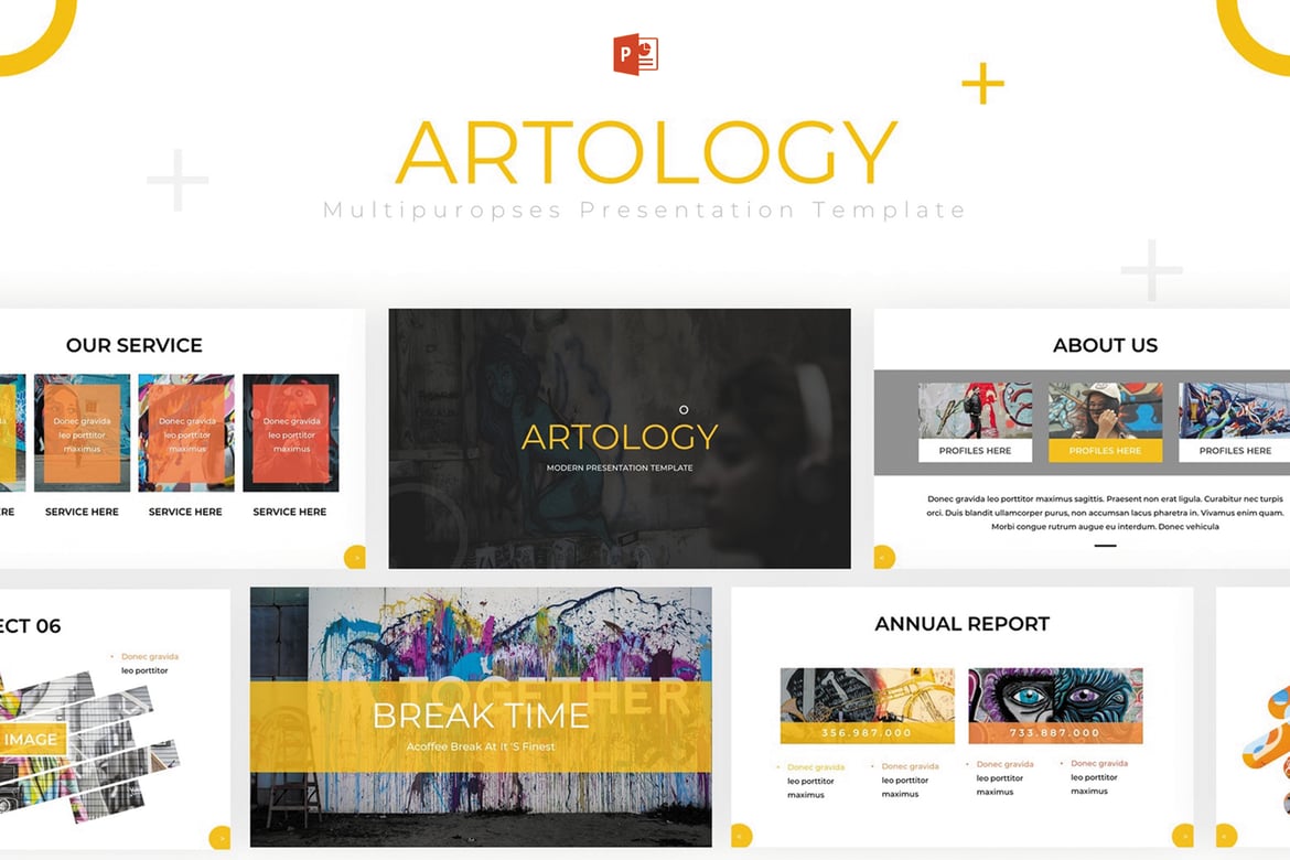 Template Presentasi PowerPoint Artology yang Modern dan Abstrak