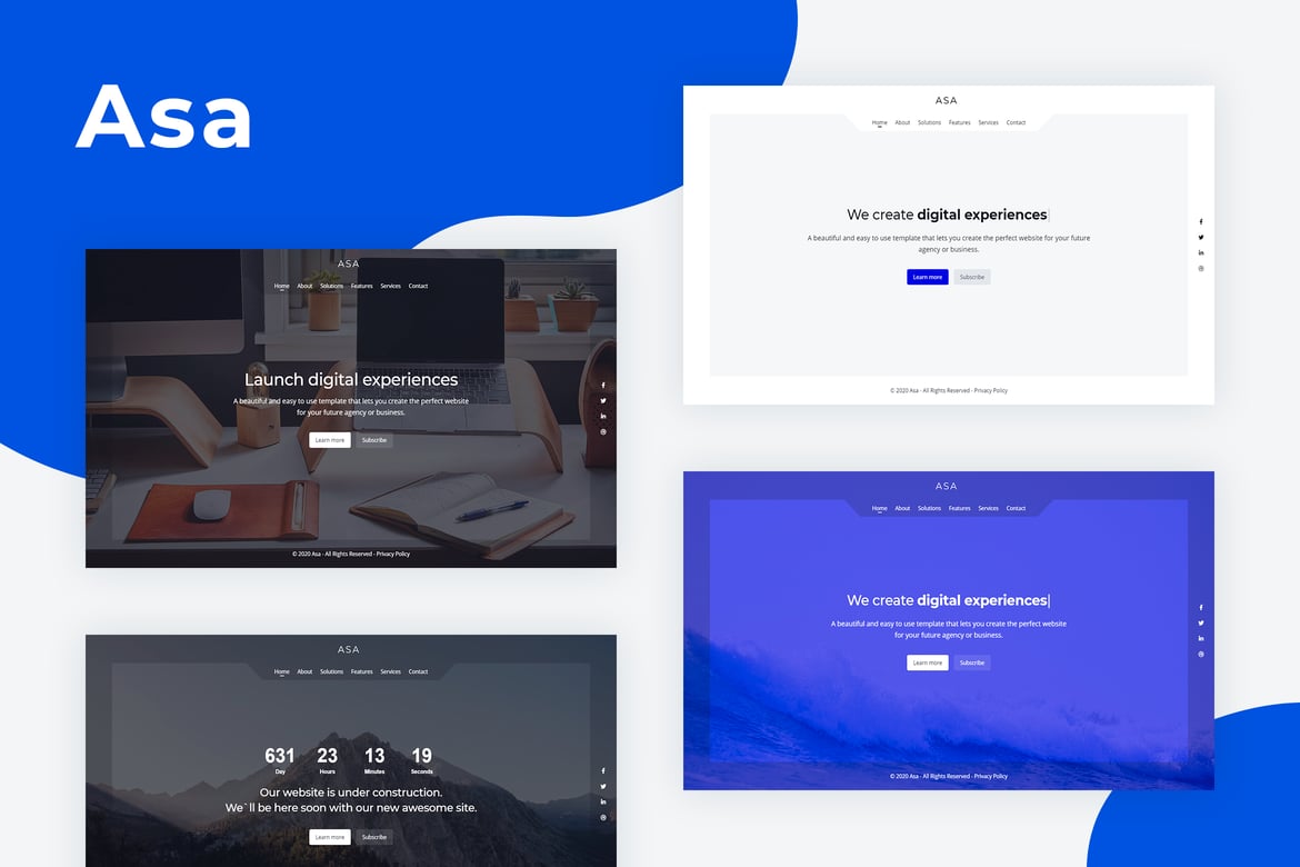 Asa - Template Website Coming Soon yang Responsif dan Modern