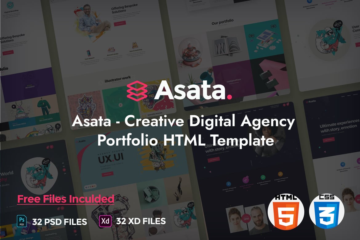 Asata - Template Website Portofolio Digital Kreatif yang Menawan