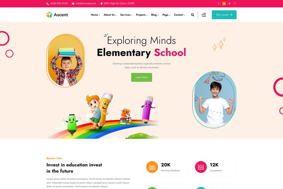 Ascent - Template Website Pendidikan Anak dan Perawatan Anak yang Menarik