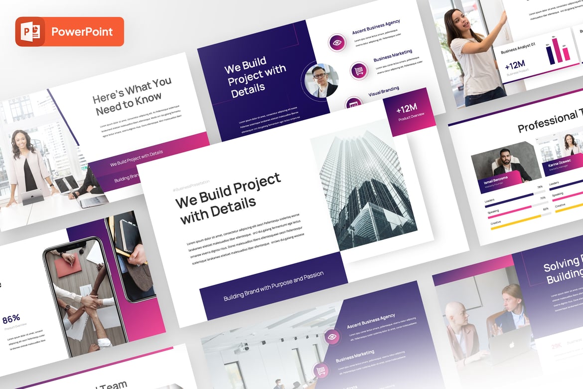 Template Presentasi PowerPoint Ascent yang Profesional dan Modern