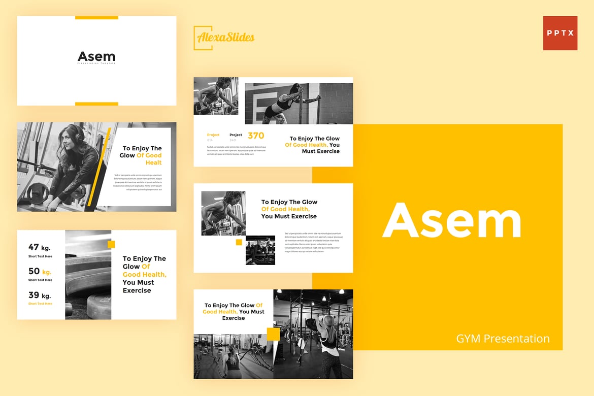 Template Presentasi PowerPoint Asem - Gym yang Menarik