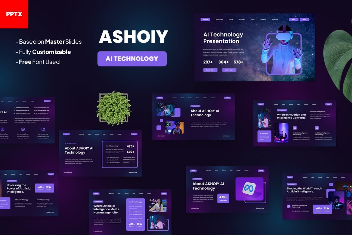 Ashoiy - Template Presentasi Powerpoint Teknologi AI yang Modern