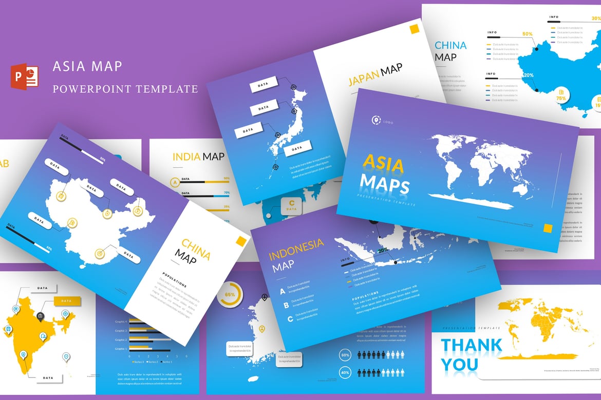 Template Presentasi Peta Asia yang Menarik dan Informatif