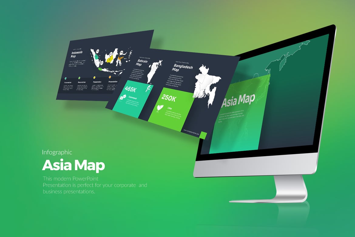 Template Presentasi PowerPoint Peta Asia yang Menarik dan Profesional
