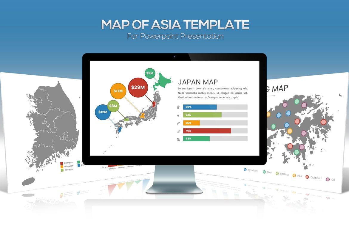 Template PowerPoint Peta Asia yang Menarik dan Informatif