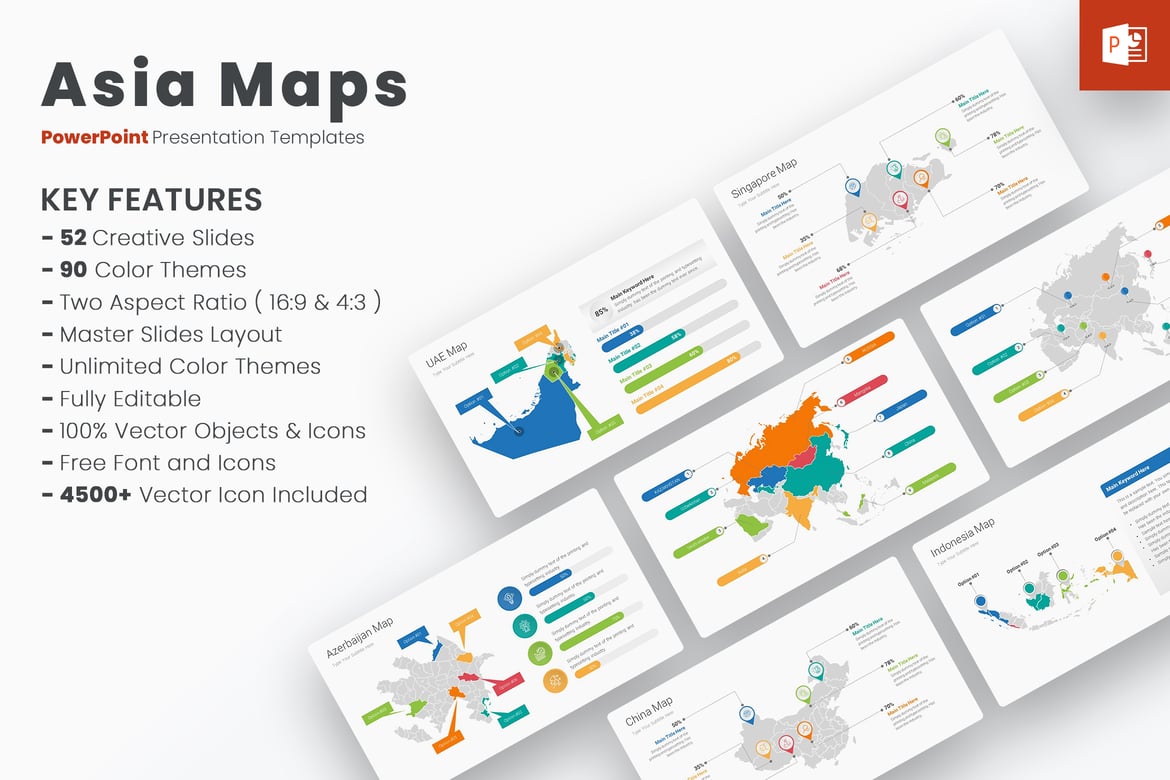 Template PowerPoint Peta Asia yang Menarik dan Informatif