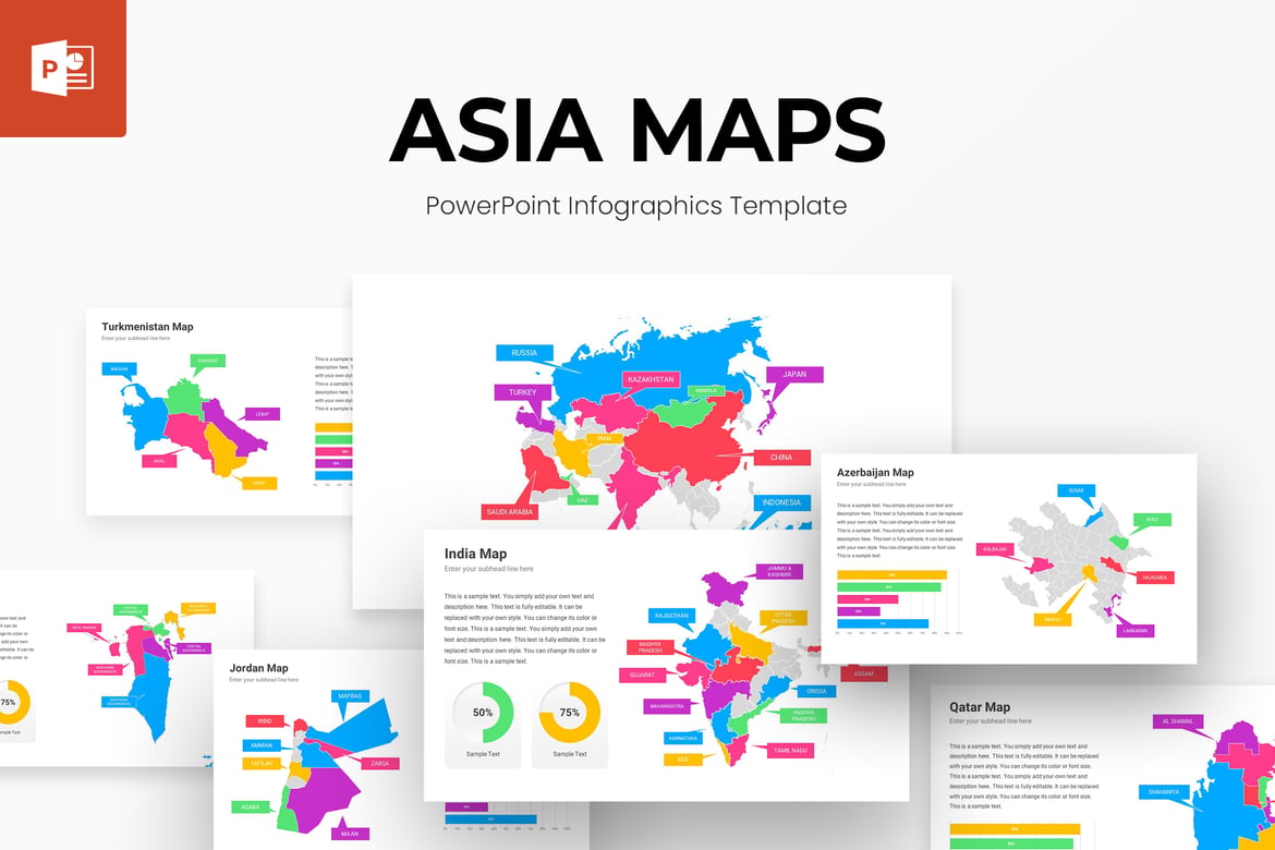 Template PowerPoint Peta Asia yang Menarik dan Profesional