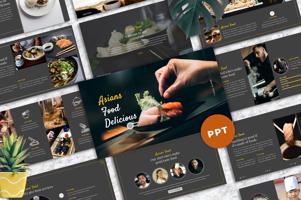 Template PowerPoint Makanan Asia - Presentasi Menarik untuk Bisnis Anda