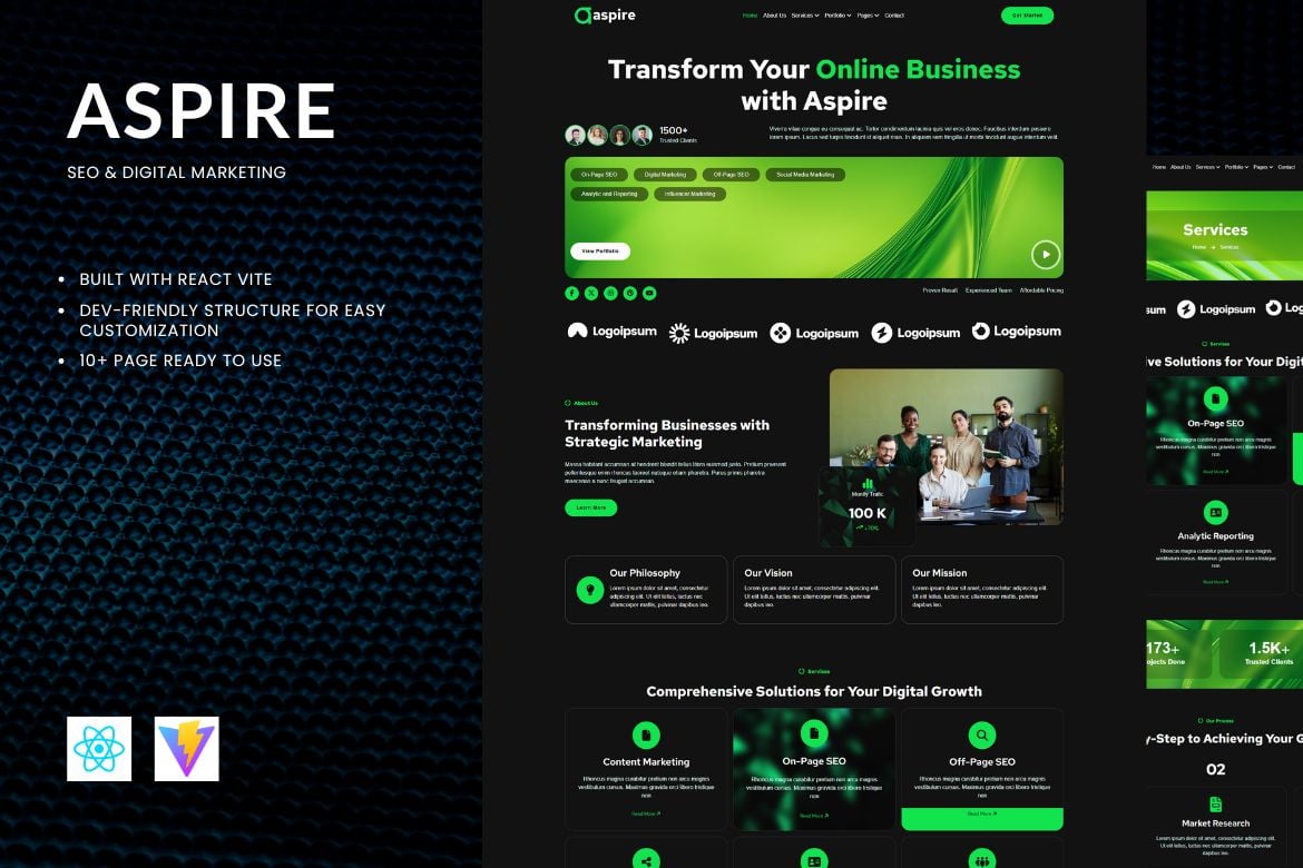 Aspire - Template Website SEO & Pemasaran Digital yang Modern dan Elegan