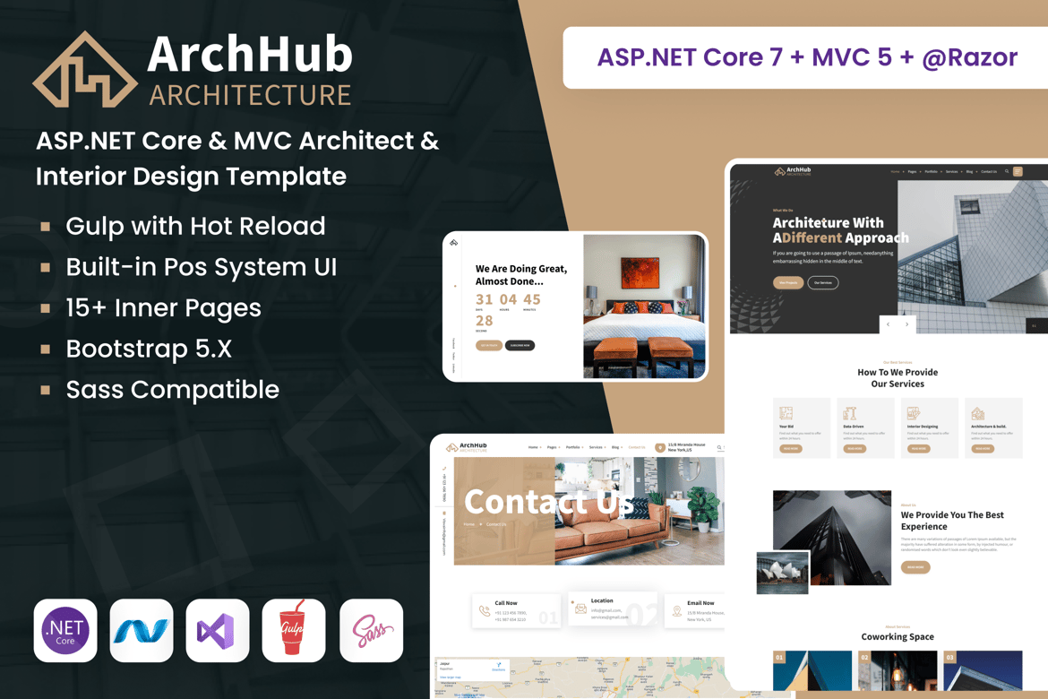Template Website ASP.NET Core & MVC untuk Arsitektur dan Desain Interior