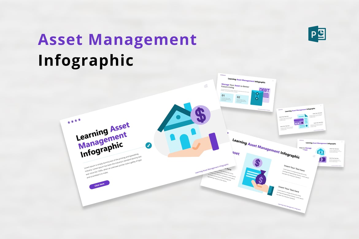 Template PowerPoint Infografis Manajemen Aset yang Menarik