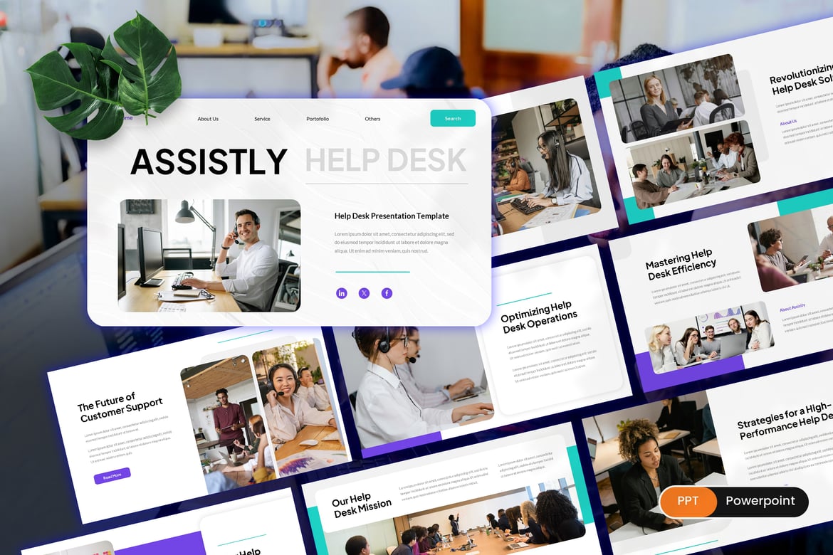 Template Presentasi PowerPoint Assistly untuk Help Desk yang Menarik
