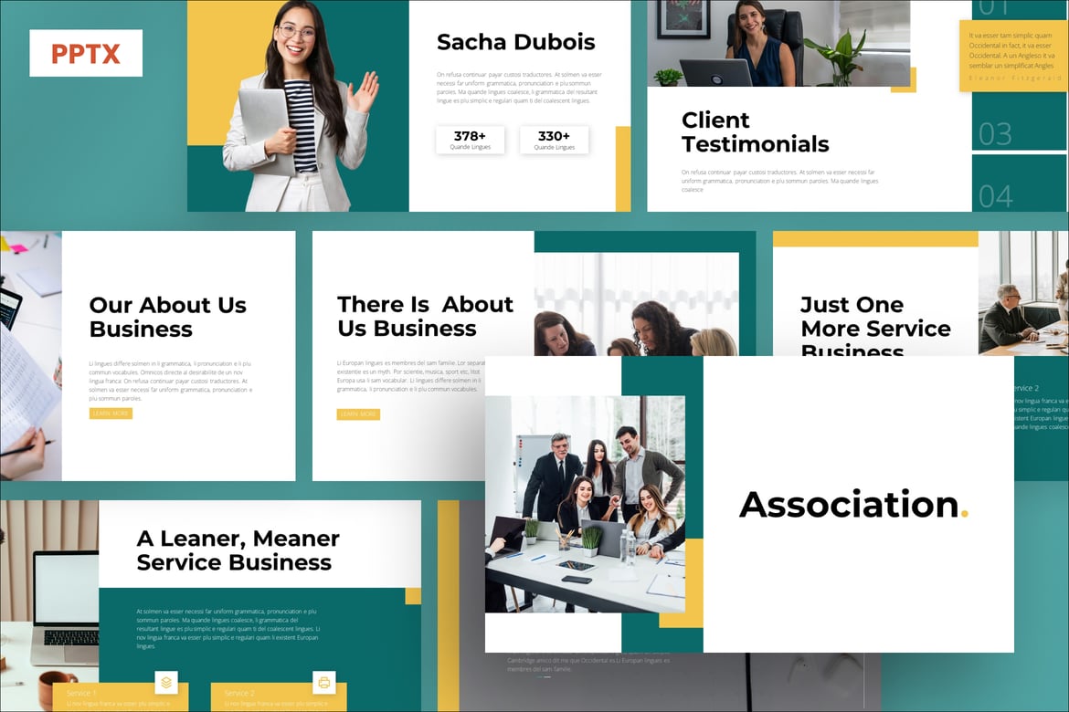 Template PowerPoint Presentasi Bisnis Asosiasi yang Menarik