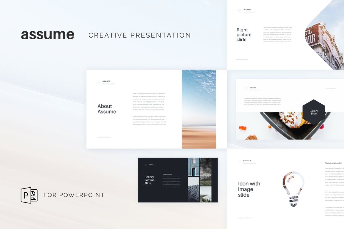 Template PowerPoint Kreatif Assume yang Menawan