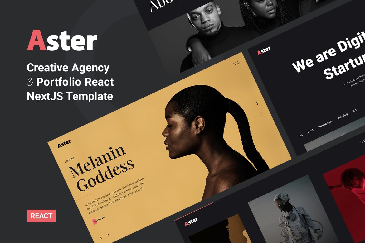 Aster - Template Website Portofolio Kreatif Menggunakan React dan Next.js