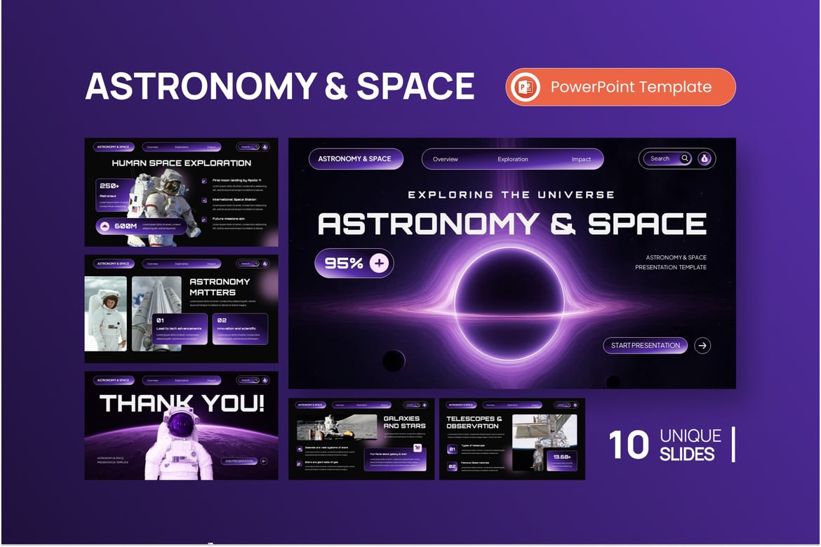 Template PowerPoint Astronomi & Ruang Angkasa yang Menarik