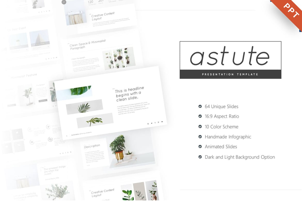 Template PowerPoint Multifungsi Astute yang Modern dan Elegan