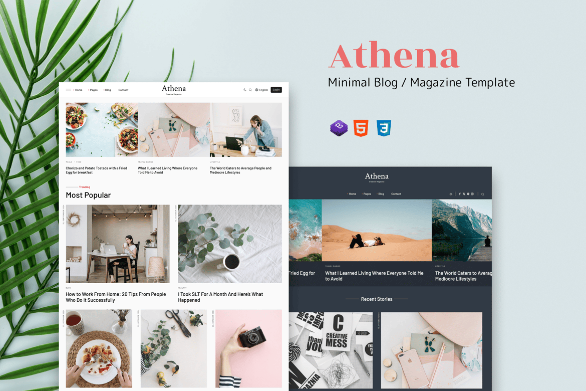 Athena - Template Web Blog/Magazine Minimalis yang Modern