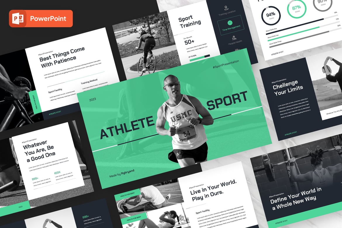 Template Presentasi PowerPoint ATHLETE untuk Olahraga & Kebugaran