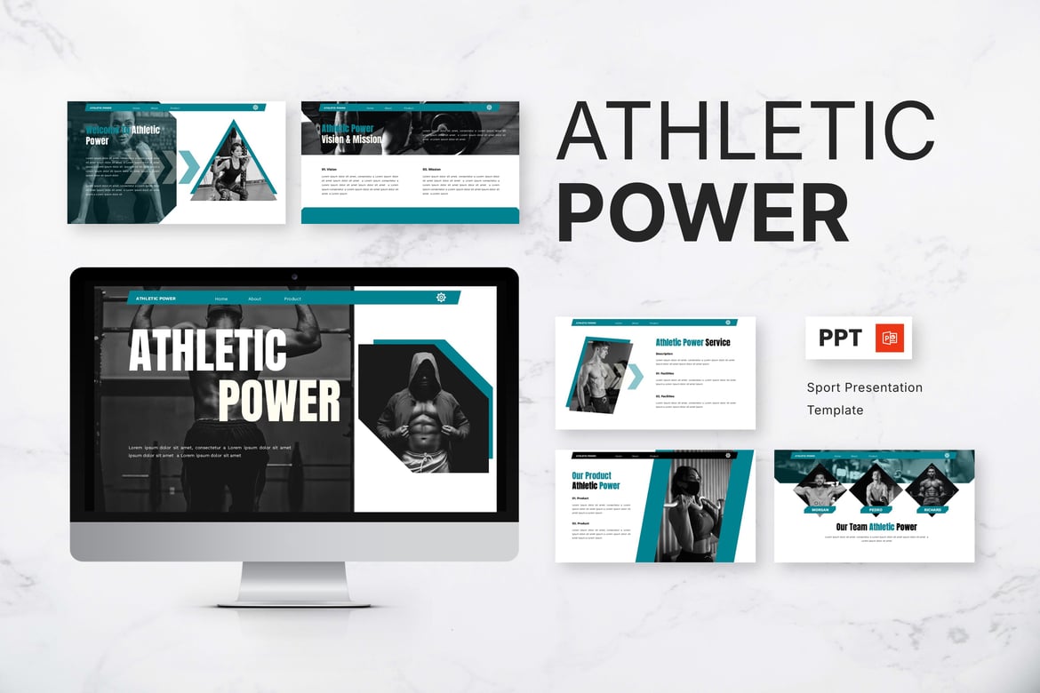 Template Presentasi Olahraga - Athletic Power yang Dinamis