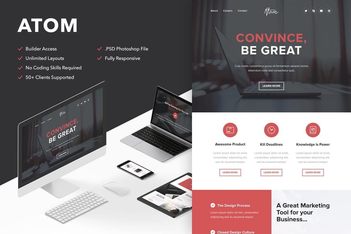 Atom - Template Website Responsif dengan Akses Themebuilder