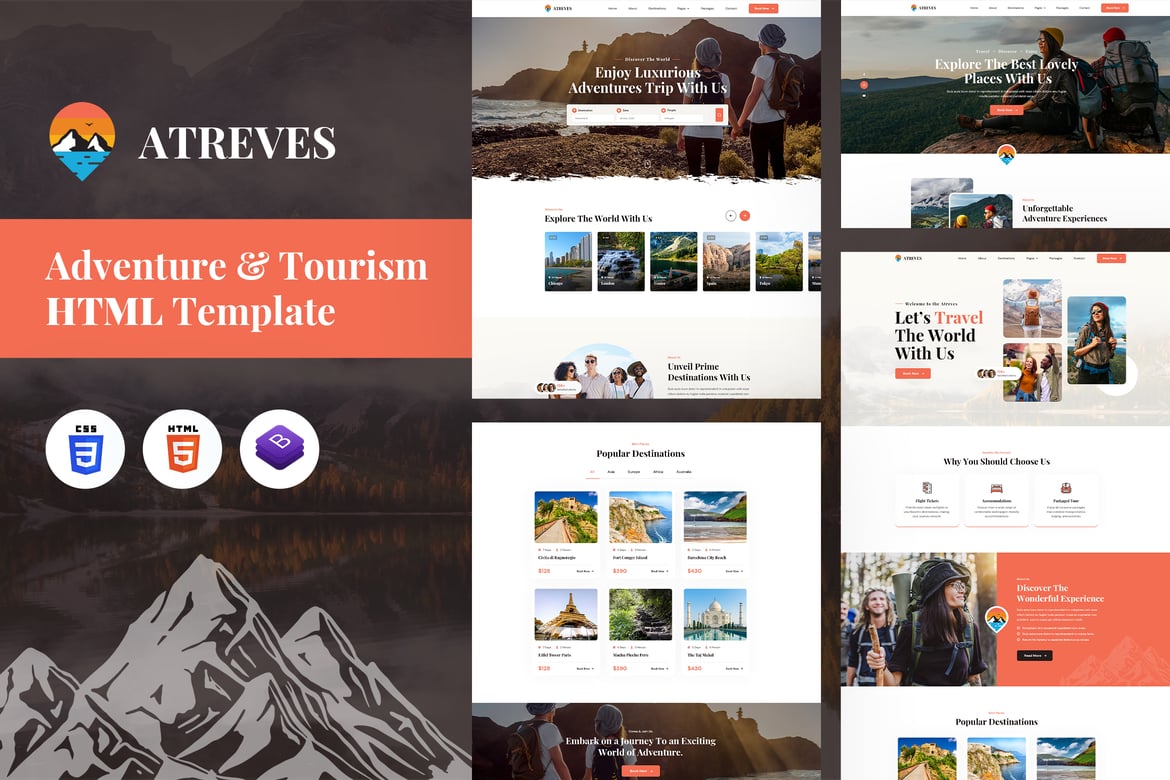 Atreves | Template Website Petualangan & Wisata yang Modern