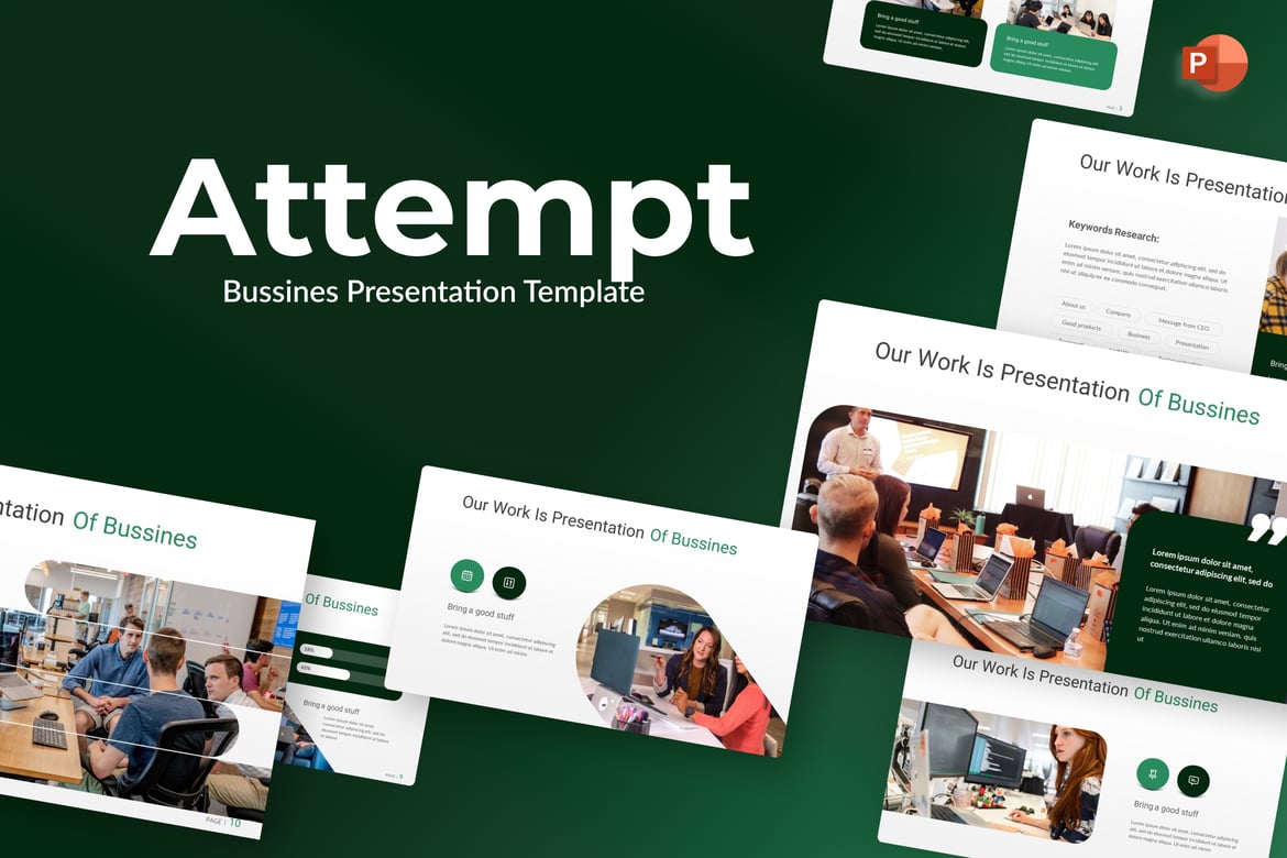 Template PowerPoint Bisnis Modern Berwarna Hijau yang Menarik