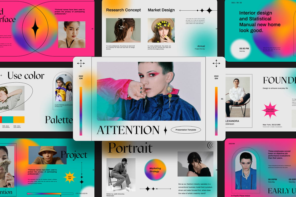 Template PowerPoint Gradient Kreatif untuk Presentasi Menarik