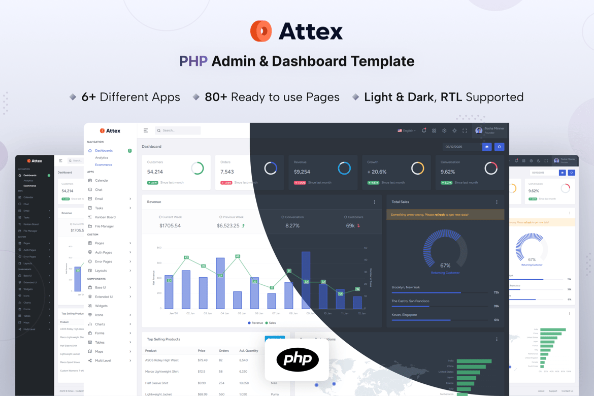 Attex - Template Admin & Dashboard PHP Premium yang Kuat dan Fleksibel