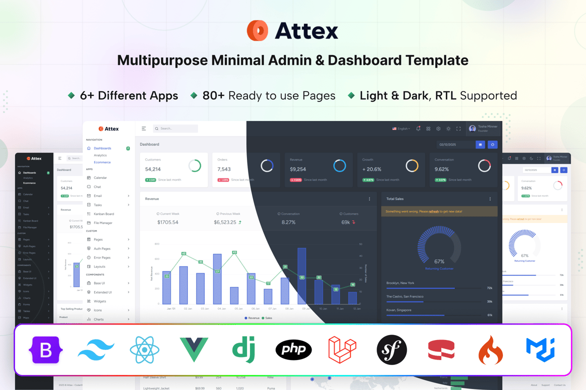Attex - Template Website Admin dengan TailwindCSS, Bootstrap & MUI