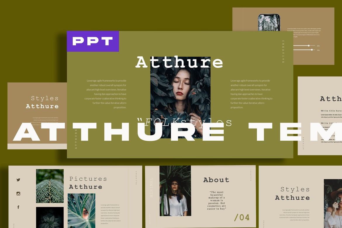 Atthure - Template Powerpoint Branding yang Modern dan Stylish