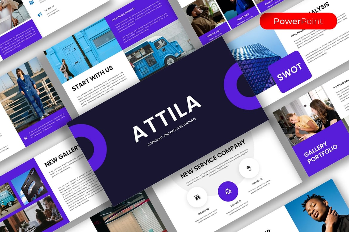Template PowerPoint Korporat Attila - Solusi Presentasi Profesional