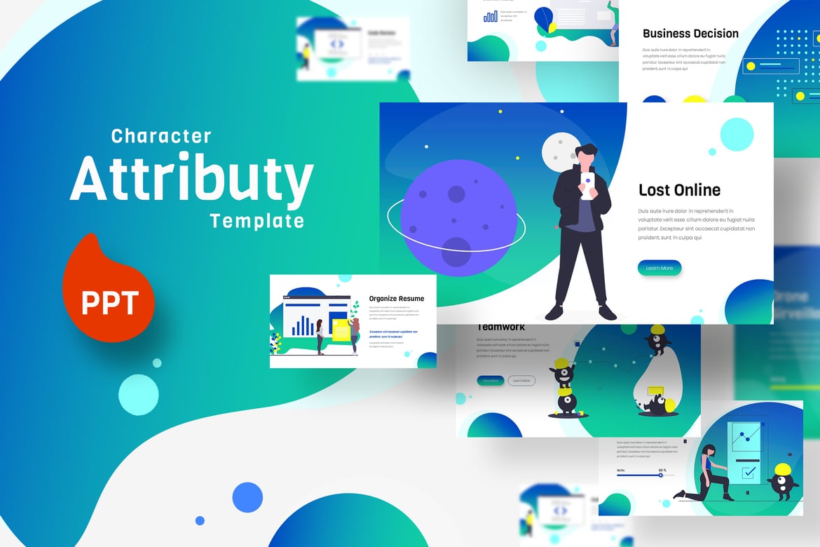 Template Powerpoint Karakter Attributy yang Menarik dan Profesional