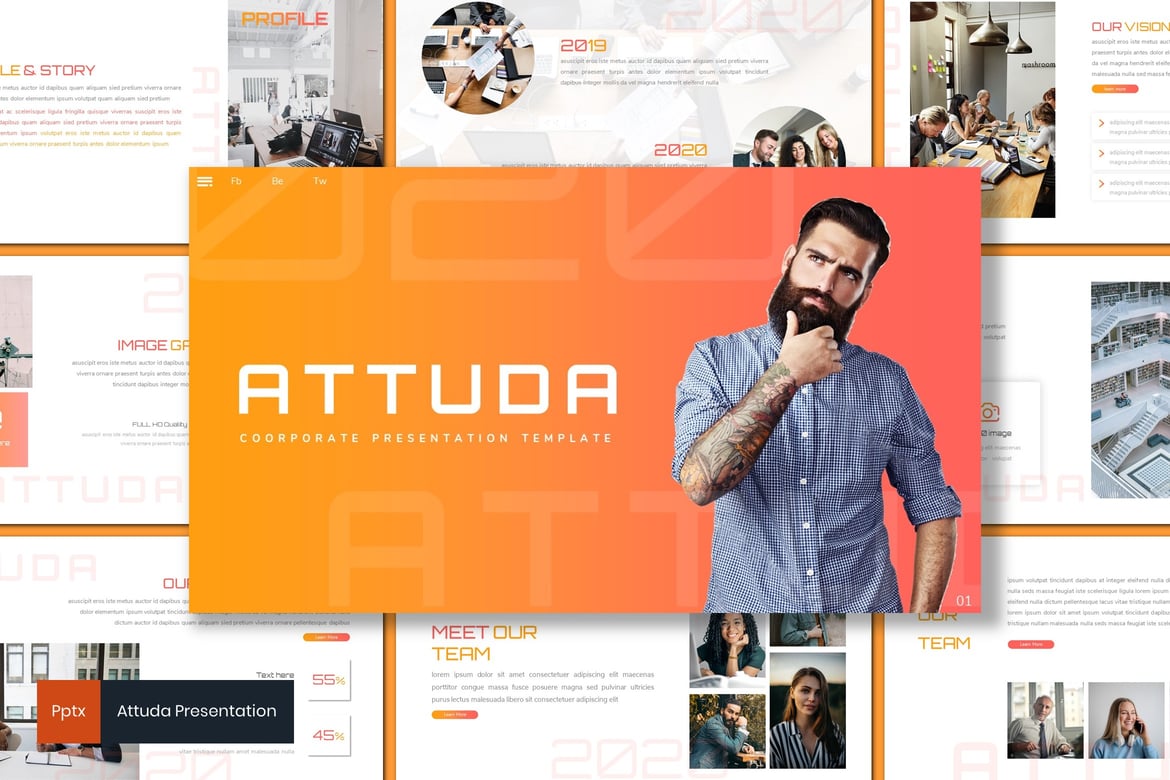 Attuda - Template Powerpoint Bisnis yang Kreatif dan Minimalis