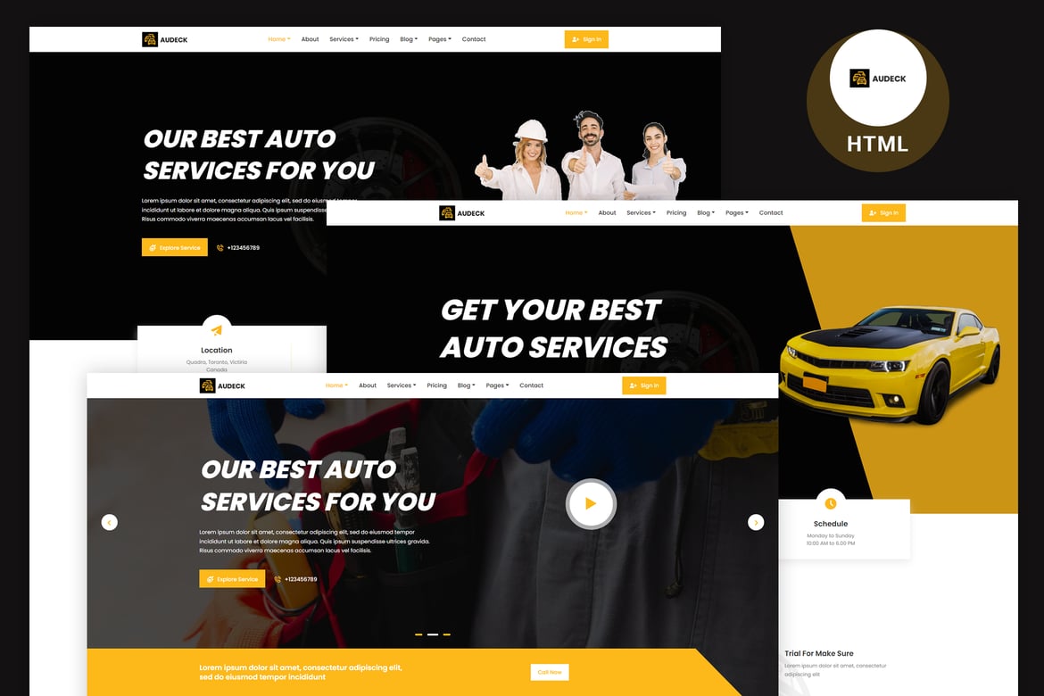 Audeck - Template Website Servis dan Perbaikan Mobil Modern