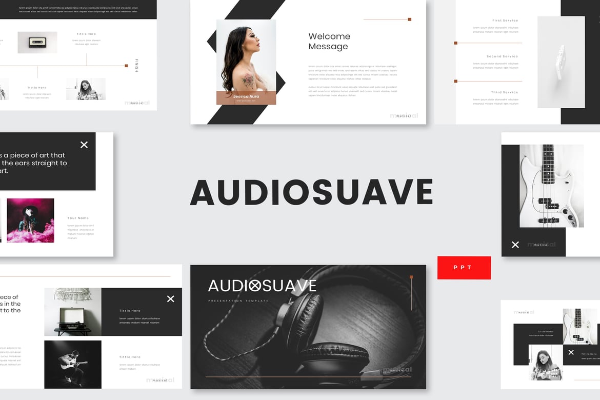 Template Presentasi Musik Audiosuave yang Menarik