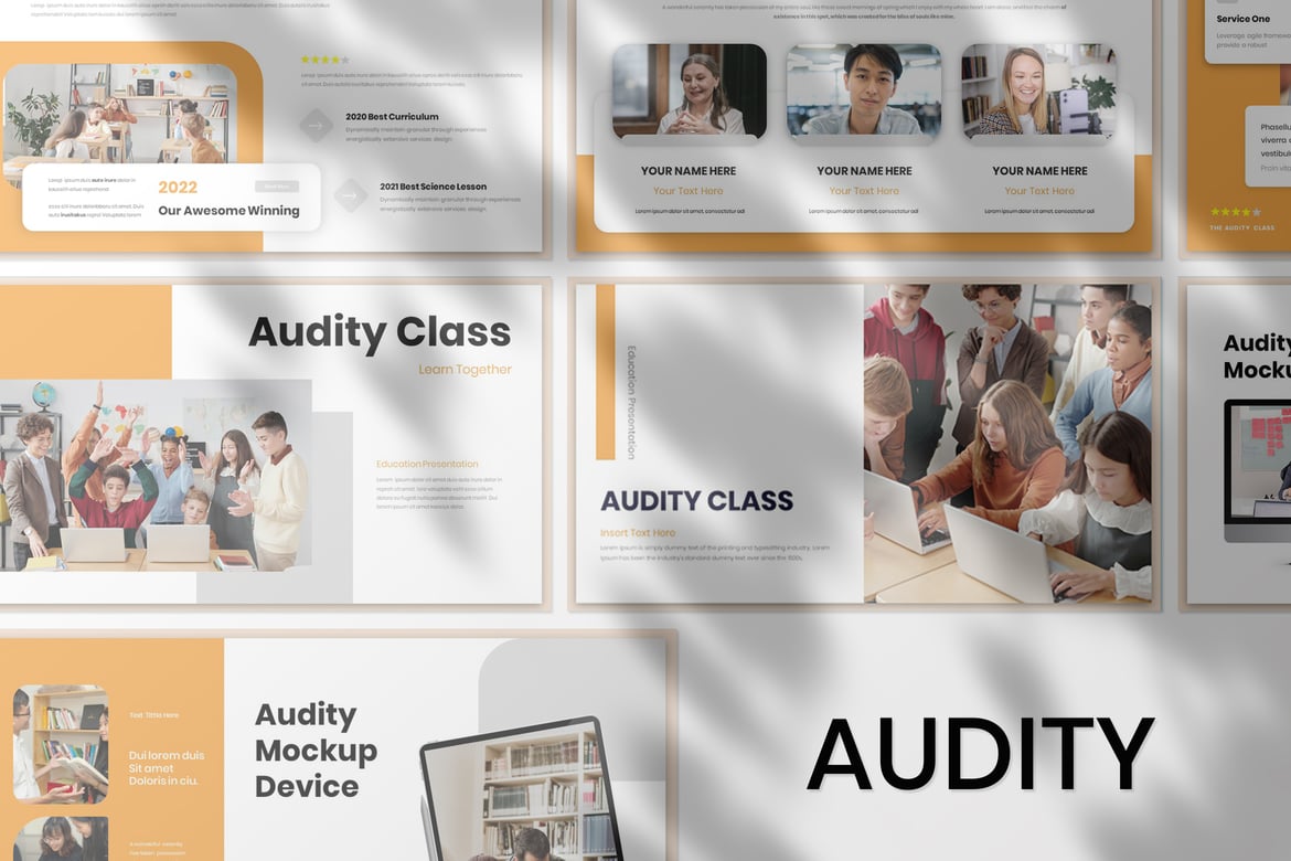 Template Presentasi PowerPoint Audity untuk Pendidikan dan Bisnis