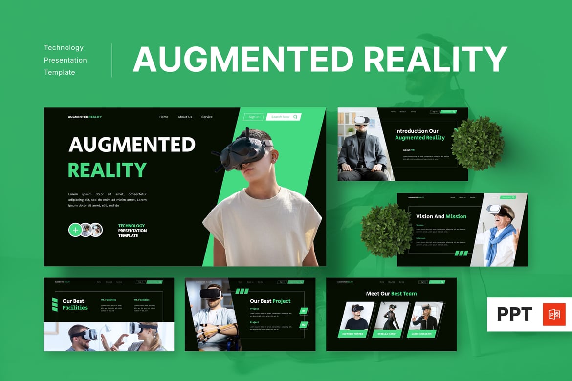 Template Presentasi PowerPoint Augmented Reality yang Menarik dan Kreatif