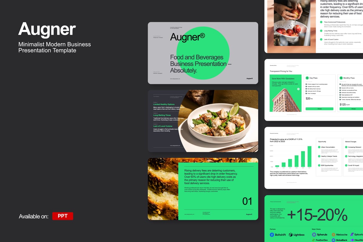 Template Presentasi Bisnis Modern Augner untuk PowerPoint